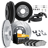 7214-54366 Drilled/Slotted Rotors w/Heavy-Duty Brake Pads/Drums/Shoes & Hardware Kit [Silver], 1974-1975 Ford/Lincoln/Mercury/Ma - image 1