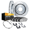 7222-40005 Drilled/Slotted Rotors w/Heavy-Duty Brake Pads/Sensor & Hardware Kit [Silver], 2006-2006 Mopar, Position: Rear - image 1