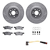 7222-63003 Drilled/Slotted Rotors w/Heavy-Duty Brake Pads/Sensor & Hardware Kit [Silver], 2013-2019 Mercedes-Benz, Position: Fro - image 1