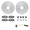 7222-63210 Drilled/Slotted Rotors w/Heavy-Duty Brake Pads/Sensor & Hardware Kit [Silver], Fits Select Mercedes-Benz, Position: F - image 1