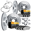 7224-40005 Drilled/Slotted Rotors w/Heavy-Duty Brake Pads/Sensor & Hardware Kit [Silver], 2006-2006 Mopar, Position: Front and R - image 1