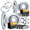 7224-40009 Drilled/Slotted Rotors w/Heavy-Duty Brake Pads/Sensor & Hardware Kit [Silver], 2007-2018 Multiple Makes/Models, Posit - image 1