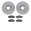 7302-01001 Drilled/Slotted Brake Rotor with 3000-Series Ceramic Brake Pads Kit [Silver], 2014-2019 Suzuki, Position: Front