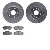 7302-01011 Drilled/Slotted Brake Rotor with 3000-Series Ceramic Brake Pads Kit [Silver], 2007-2014 Suzuki, Position: Front - image 1