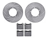 7302-02002 Drilled/Slotted Brake Rotor with 3000-Series Ceramic Brake Pads Kit [Silver], 1967-1977 Porsche, Position: Front - image 1