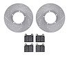 7302-02003 Drilled/Slotted Brake Rotor with 3000-Series Ceramic Brake Pads Kit [Silver], 1975-1983 Porsche, Position: Front - image 1