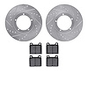 7302-02004 Drilled/Slotted Brake Rotor with 3000-Series Ceramic Brake Pads Kit [Silver], 1969-1977 Porsche, Position: Front - image 1