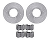 7302-02008 Drilled/Slotted Brake Rotor with 3000-Series Ceramic Brake Pads Kit [Silver], 1977-1988 Porsche, Position: Front - image 1