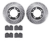 7302-02018 Drilled/Slotted Brake Rotor with 3000-Series Ceramic Brake Pads Kit [Silver], 1989-1997 Porsche, Position: Front - image 1