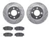 7302-03007 Drilled/Slotted Brake Rotor with 3000-Series Ceramic Brake Pads Kit [Silver], 2000-2002 Kia/Hyundai/Genesis, Position - image 1