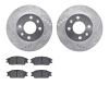 7302-03008 Drilled/Slotted Brake Rotor with 3000-Series Ceramic Brake Pads Kit [Silver], 2003-2006 Multiple Makes/Models, Positi - image 1
