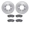 7302-03014 Drilled/Slotted Brake Rotor with 3000-Series Ceramic Brake Pads Kit [Silver], 1992-1998 Kia/Hyundai/Genesis, Position - image 1