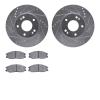 7302-03024 Drilled/Slotted Brake Rotor with 3000-Series Ceramic Brake Pads Kit [Silver], 2001-2005 Kia/Hyundai/Genesis, Position - image 1