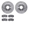 7302-03025 Drilled/Slotted Brake Rotor with 3000-Series Ceramic Brake Pads Kit [Silver], 2002-2006 Kia/Hyundai/Genesis, Position - image 1