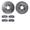 7302-03026 Drilled/Slotted Brake Rotor with 3000-Series Ceramic Brake Pads Kit [Silver], 2003-2013 Kia/Hyundai/Genesis, Position - image 1