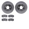 7302-03027 Drilled/Slotted Brake Rotor with 3000-Series Ceramic Brake Pads Kit [Silver], 2007-2010 Kia/Hyundai/Genesis, Position - image 1