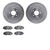 7302-03042 Drilled/Slotted Brake Rotor with 3000-Series Ceramic Brake Pads Kit [Silver], 2013-2019 Kia/Hyundai/Genesis, Position - image 1
