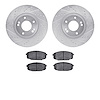 7302-03059 Drilled/Slotted Brake Rotor with 3000-Series Ceramic Brake Pads Kit [Silver], 2010-2013 Kia/Hyundai/Genesis, Position - image 1