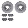 7302-03065 Drilled/Slotted Brake Rotor with 3000-Series Ceramic Brake Pads Kit [Silver], 2009-2016 Kia/Hyundai/Genesis, Position - image 1