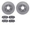 7302-03068 Drilled/Slotted Brake Rotor with 3000-Series Ceramic Brake Pads Kit [Silver], 2011-2016 Kia/Hyundai/Genesis, Position - image 1