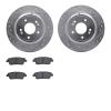 7302-03070 Drilled/Slotted Brake Rotor with 3000-Series Ceramic Brake Pads Kit [Silver], 2010-2017 Kia/Hyundai/Genesis, Position - image 1