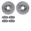 7302-03074 Drilled/Slotted Brake Rotor with 3000-Series Ceramic Brake Pads Kit [Silver], 2014-2018 Kia/Hyundai/Genesis, Position - image 1