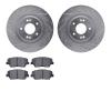 7302-03085 Drilled/Slotted Brake Rotor with 3000-Series Ceramic Brake Pads Kit [Silver], 2013-2018 Kia/Hyundai/Genesis, Position - image 1
