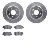 7302-03088 Drilled/Slotted Brake Rotor with 3000-Series Ceramic Brake Pads Kit [Silver], 2009-2009 Kia/Hyundai/Genesis, Position - image 1