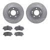 7302-03099 Drilled/Slotted Brake Rotor with 3000-Series Ceramic Brake Pads Kit [Silver], 2017-2020 Kia/Hyundai/Genesis, Position - image 1