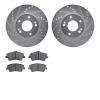 7302-03100 Drilled/Slotted Brake Rotor with 3000-Series Ceramic Brake Pads Kit [Silver], Fits Select Kia/Hyundai/Genesis, Positi - image 1