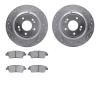 7302-03103 Drilled/Slotted Brake Rotor with 3000-Series Ceramic Brake Pads Kit [Silver], 2018-2020 Kia/Hyundai/Genesis, Position - image 1