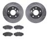 7302-11009 Drilled/Slotted Brake Rotor with 3000-Series Ceramic Brake Pads Kit [Silver], 1999-2004 Land Rover, Position: Front - image 1