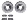 7302-11013 Drilled/Slotted Brake Rotor with 3000-Series Ceramic Brake Pads Kit [Silver], 2005-2007 Land Rover, Position: Front - image 1