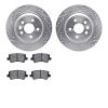 7302-11018 Drilled/Slotted Brake Rotor with 3000-Series Ceramic Brake Pads Kit [Silver], 2012-2015 Land Rover, Position: Rear - image 1