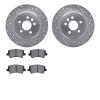7302-11019 Drilled/Slotted Brake Rotor with 3000-Series Ceramic Brake Pads Kit [Silver], 2013-2015 Land Rover, Position: Rear - image 1
