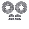 7302-13002 Drilled/Slotted Brake Rotor with 3000-Series Ceramic Brake Pads Kit [Silver], 1985-1994 Subaru, Position: Front - image 1