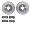 7302-13012 Drilled/Slotted Brake Rotor with 3000-Series Ceramic Brake Pads Kit [Silver], 1990-1996 Subaru, Position: Front - image 1