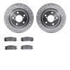 7302-13014 Drilled/Slotted Brake Rotor with 3000-Series Ceramic Brake Pads Kit [Silver], 1990-1999 Subaru, Position: Rear - image 1
