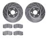 7302-13019 Drilled/Slotted Brake Rotor with 3000-Series Ceramic Brake Pads Kit [Silver], 1990-1996 Subaru, Position: Front - image 1