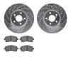 7302-13020 Drilled/Slotted Brake Rotor with 3000-Series Ceramic Brake Pads Kit [Silver], 1997-2002 Subaru, Position: Front - image 1