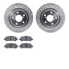 7302-13023 Drilled/Slotted Brake Rotor with 3000-Series Ceramic Brake Pads Kit [Silver], 1998-2003 Subaru, Position: Rear - image 1