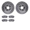 7302-13027 Drilled/Slotted Brake Rotor with 3000-Series Ceramic Brake Pads Kit [Silver], 2002-2010 GM, Position: Front - image 1