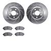 7302-13055 Drilled/Slotted Brake Rotor with 3000-Series Ceramic Brake Pads Kit [Silver], Fits Select Subaru, Position: Front - image 1