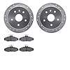 7302-18001 Drilled/Slotted Brake Rotor with 3000-Series Ceramic Brake Pads Kit [Silver], 1999-2002 GM, Position: Rear - image 1
