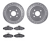 7302-18002 Drilled/Slotted Brake Rotor with 3000-Series Ceramic Brake Pads Kit [Silver], 1999-2002 GM, Position: Rear - image 1