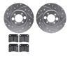 7302-20003 Drilled/Slotted Brake Rotor with 3000-Series Ceramic Brake Pads Kit [Silver], 1968-1987 Jaguar, Position: Rear - image 1