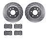 7302-20010 Drilled/Slotted Brake Rotor with 3000-Series Ceramic Brake Pads Kit [Silver], 2000-2006 Jaguar, Position: Rear - image 1