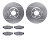 7302-20014 Drilled/Slotted Brake Rotor with 3000-Series Ceramic Brake Pads Kit [Silver], 2003-2005 Jaguar, Position: Front - image 1