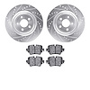7302-20016 Drilled/Slotted Brake Rotor with 3000-Series Ceramic Brake Pads Kit [Silver], 2014-2021 Jaguar, Position: Rear - image 1