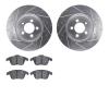 7302-20018 Drilled/Slotted Brake Rotor with 3000-Series Ceramic Brake Pads Kit [Silver], 2006-2010 Jaguar, Position: Front - image 1